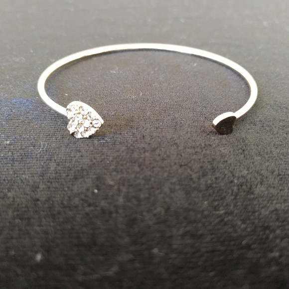 Gold Tone Heart Diamante Bangle - Picture 6 of 7